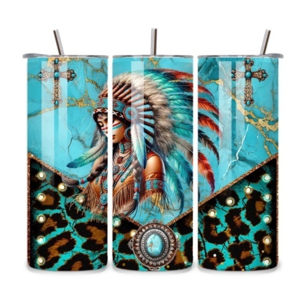 Handmade Native American 20oz Stainless Steel Tumbler